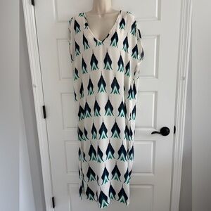 Haremlique 100% Viscose Tulip Panel Deep V Neck Kaftan Cover Up Maxi Dress M